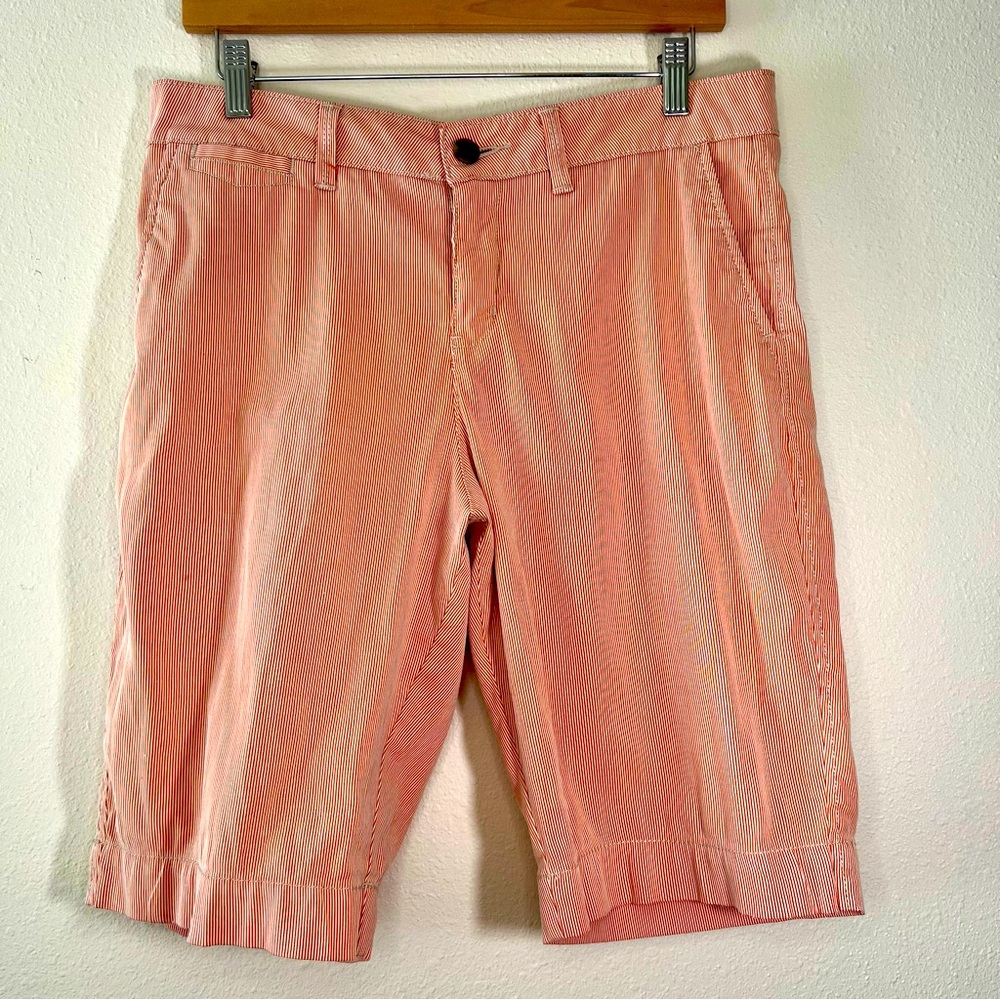 Sonoma Bermuda Orange White Hairline Stripes 5 Pockets Cotton Blend Size 8